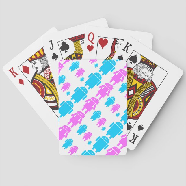 Baralho Padrão familiar de robôs bonitos (Verso)