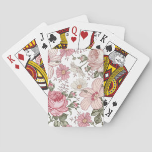 Baralho Padrão Floral Antigo com Rosas