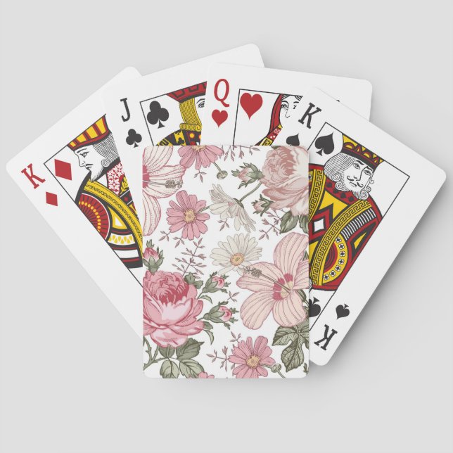 Baralho Padrão Floral Antigo com Rosas (Verso)