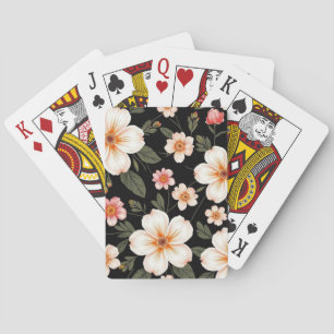 Baralho Padrão floral brilhante a preto