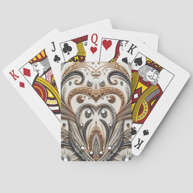 Baralho Padrão floral brilhante com gemstone (Verso)