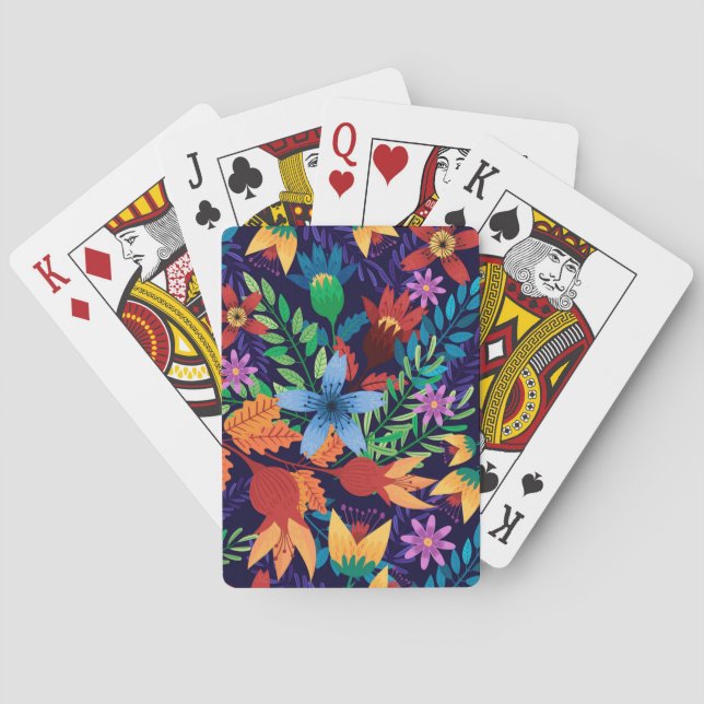 Baralho Padrão Floral Exótico Colorido-32436 (Verso)