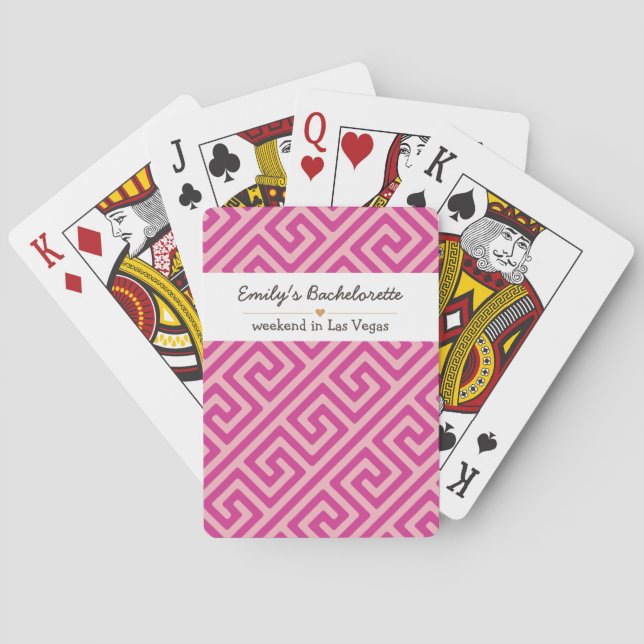 Baralho Padrão Geométrico Rosa de Despedida de Solteira (Verso)