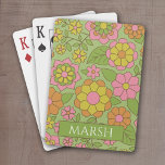 Baralho Padrão Inverso Colorido do Pastel Funky - Monogram<br><div class="desc">Um padrão floral divertido, cor-de-rosa, verde-sábio, laranja e amarelo, com um padrão confortável e cottagecore. Adicione um monograma a esta design floral. Se a sua arte ainda precisar ser ajustada, clique no botão Personalizar este. Isso o levará a uma área de design, onde você pode mover coisas e até mudar...</div>