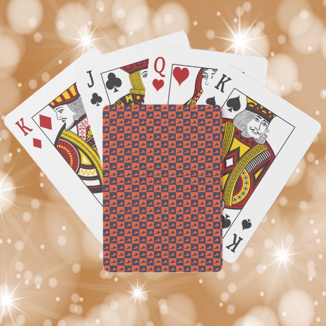Baralho Padrão Laranja e Azul do Estado da Virgínia nos EU (A deck of playing cards with a pattern of Virginia done in orange and blue.)