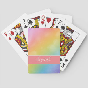 Baralho Padrão Pastel Rainbow com cartões de reproduçã
