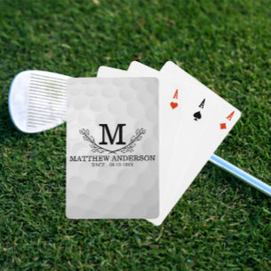Baralho Padrão Personalizado da Bola de Golfe Nome Monogr