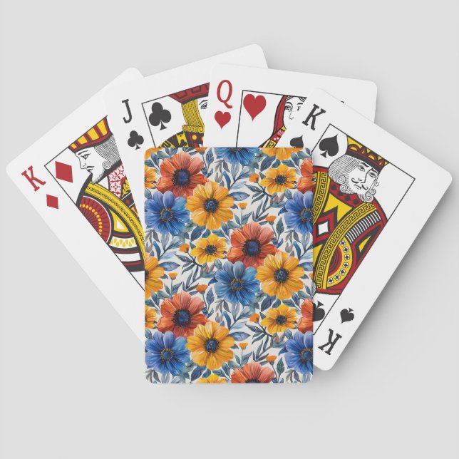 Baralho Padrão retro de moda russa floral (Verso)