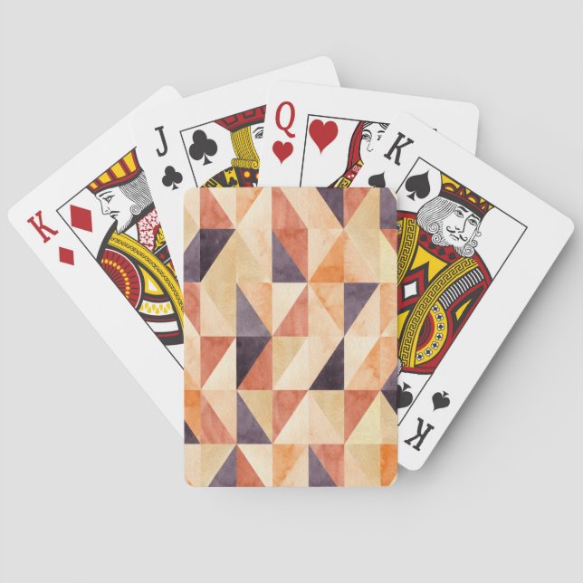 Baralho Padrão Terreno da Aquarela Mosaica Triangular (Verso)