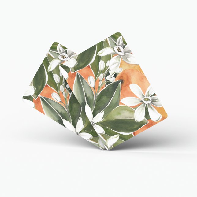 Baralho Padrão Tropical Laranja e Flores de Água (Criador carregado)