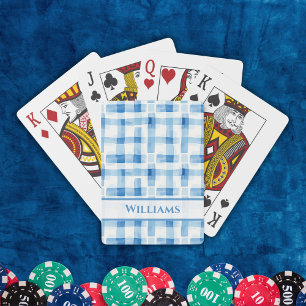 Baralho Padrão Verificado de Gingham Branco e Azul Clássic