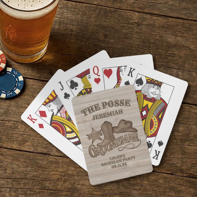 Baralho Padrinho de casamento Posse Russo de Cowboy Bachel (Cowboy Groomsman Playing Cards)