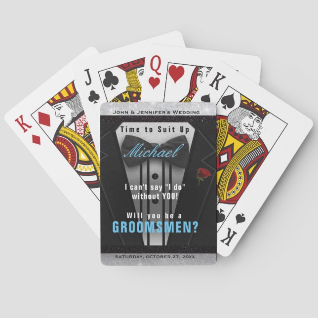 Baralho Padrinho de casamento Tuxedo - Ensino de Convite P (Verso)