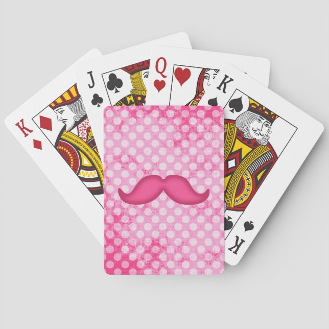 Baralho Padrões de bigode e Bolinhas do Hipster rosa-quent (Verso)