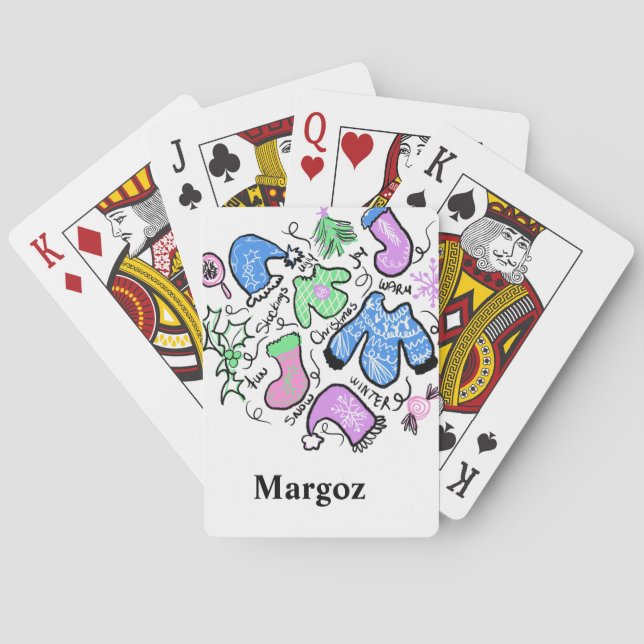 Baralho Padrões de Suco de Doodles Feios de Natal Bonito (Verso)