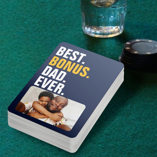 Baralho Pai personalizado de Melhor Bônus do Dia de os pai (Personalized Fathers Day Best Bonus Dad Ever Playing Cards from Ricaso. The stepdad that stepped up)