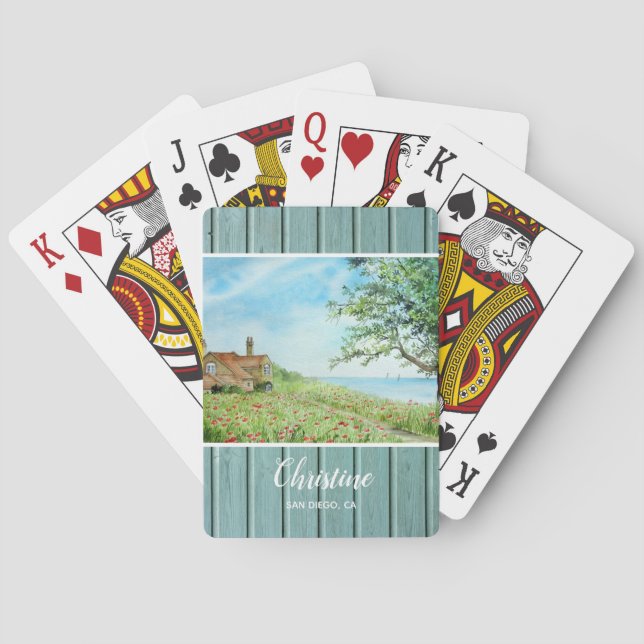 Baralho Paisagem de Campo Poppy Paisagem Mola (Verso)