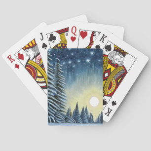 Baralho Paisagem De Neve Evergreen Lua Sob As Estrelas Not