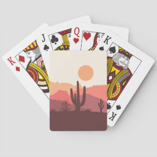 Baralho Paisagem do deserto mexicano burgundy e laranja