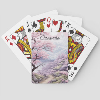 Baralho Paisagem Personalizável de Flor de Cerejeira
