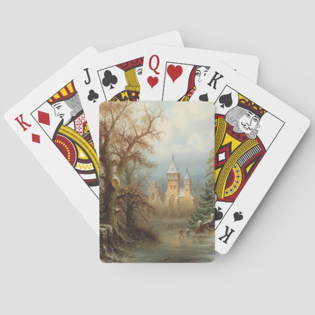 Baralho Paisagem Romântica de inverno com Patinadores de G (Verso)