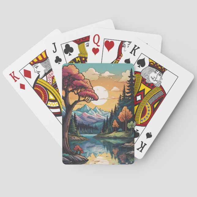 Baralho Paisagem Sunset de Serenidade Lakeside Encantada (Verso)