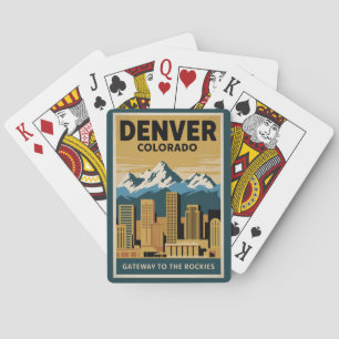 Baralho Panorama de Denver Colorado Viagem Arte Vintage