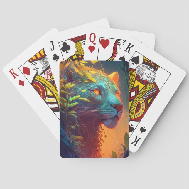 Baralho Pantera Retrato Animal Pintura Vida Selvagem Exter (Verso)