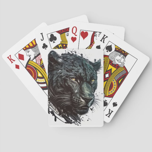 Baralho Panther Retrato Animal Pintura Animais Selvagem ao (Verso)