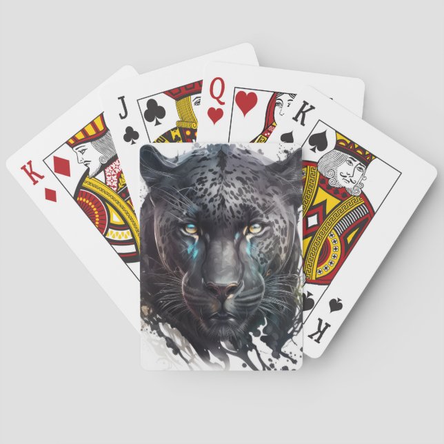 Baralho Panther Retrato Animal Pintura Animais Selvagem ao (Verso)