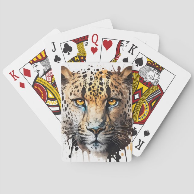 Baralho Panther Retrato Animal Pintura Animais Selvagem ao (Verso)