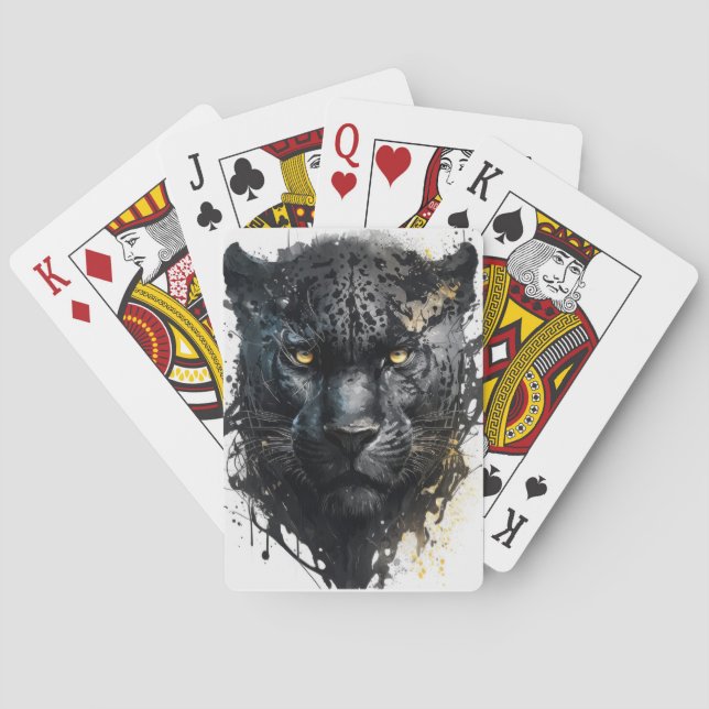 Baralho Panther Retrato Animal Pintura Animais Selvagem ao (Verso)