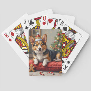 Baralho Pão de Natal de Cachorro Corgi com Arte de Coroa d