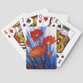 Baralho Papagaios vermelhos na grama azul