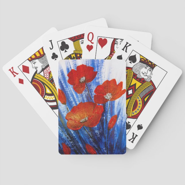 Baralho Papagaios vermelhos na grama azul (Verso)