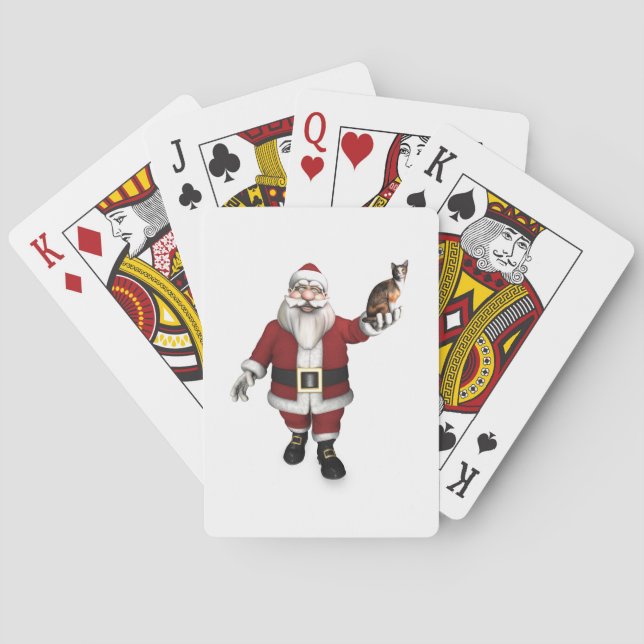 Baralho Papai Noel com Calico Cat (Verso)