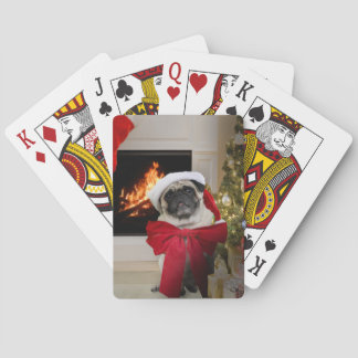 Baralho Papai noel de espera do Pug do Natal