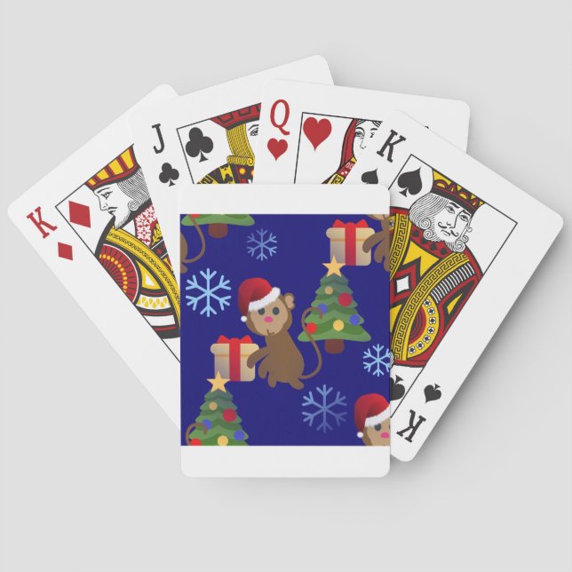 Baralho papai noel de natal, macaco emoji (Verso)