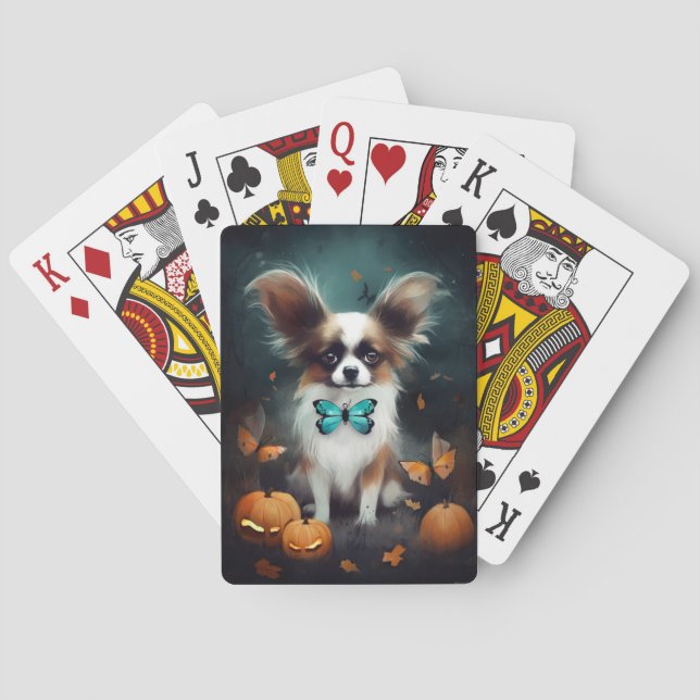Baralho Papillon de Halloween com Abóboras Assustadoras  (Verso)