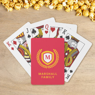 Baralho Paragem do logotipo Monograma Vermelho e Dourado