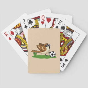 Baralho Pardal de desenho animado fofo jogando futebol