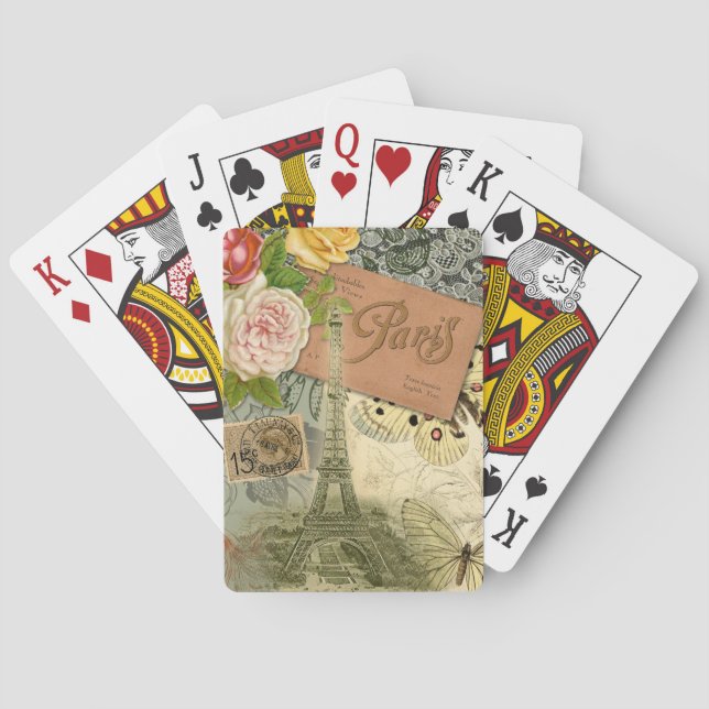 Baralho Paris França Antiga Colagem de Trabalho de arte Ei (Verso)