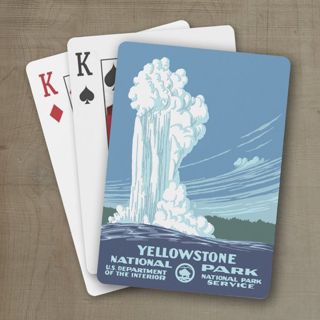 Baralho Parque Nacional Yellowstone Souvenir - Vintage WPA (Yellowstone National Park Playing Cards - Old Faithful wpa)