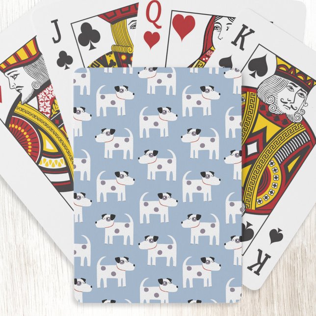 Baralho Parson Jack Russell Terrier Dog Padrão Azul (Parson Jack Russell Terrier dog pattern art playing cards)