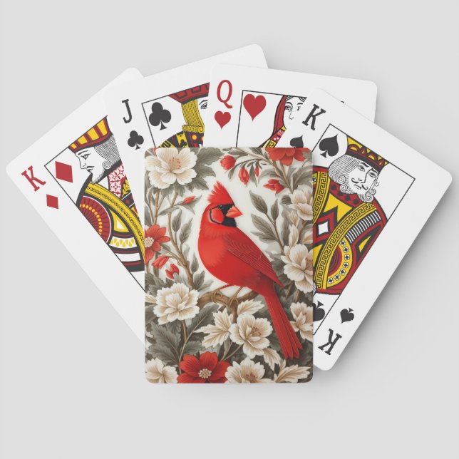 Baralho Pássaro Cardinal do Norte Floral Lindo (Verso)