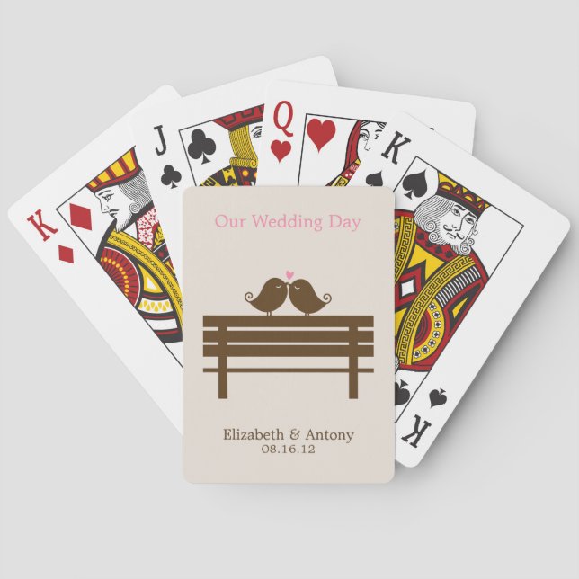 Baralho Pássaros cor-de-rosa no Park Bench (Verso)