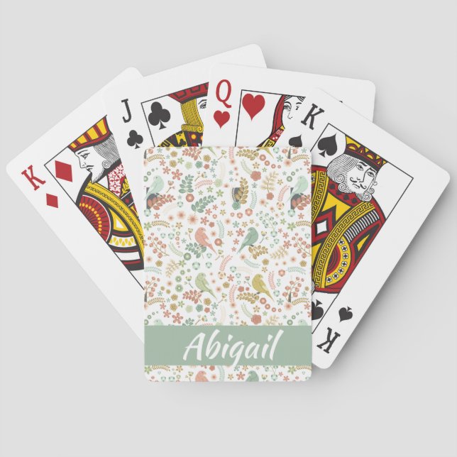 Baralho Pássaros e ramificações Shabby Personalizados (Verso)