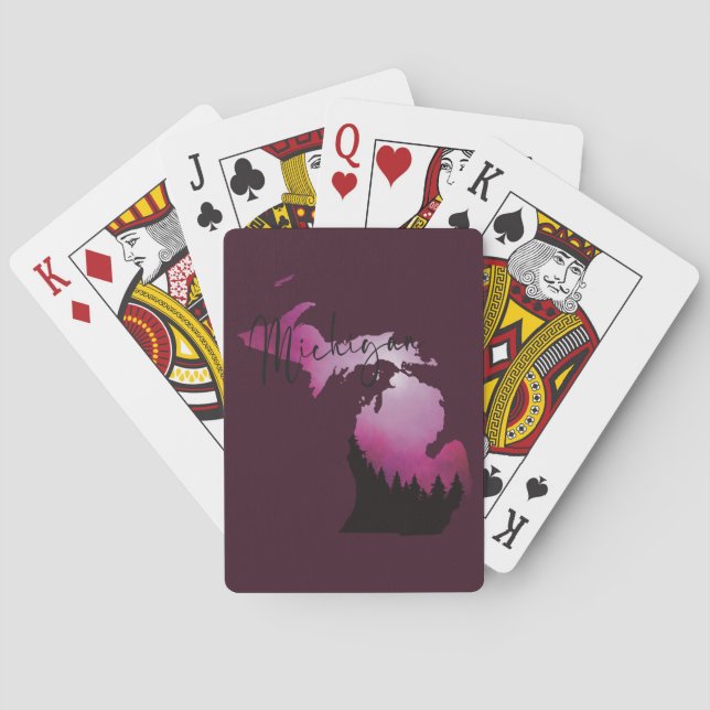 Baralho Passo de acampamento da floresta pinheira do Map E (Verso)