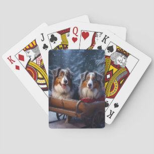 Baralho Pastor australiano Snowy Sleigh Decor de Natal