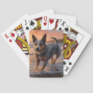 Baralho Patas de Areia Cão de Gado Australiano no Pôr do S